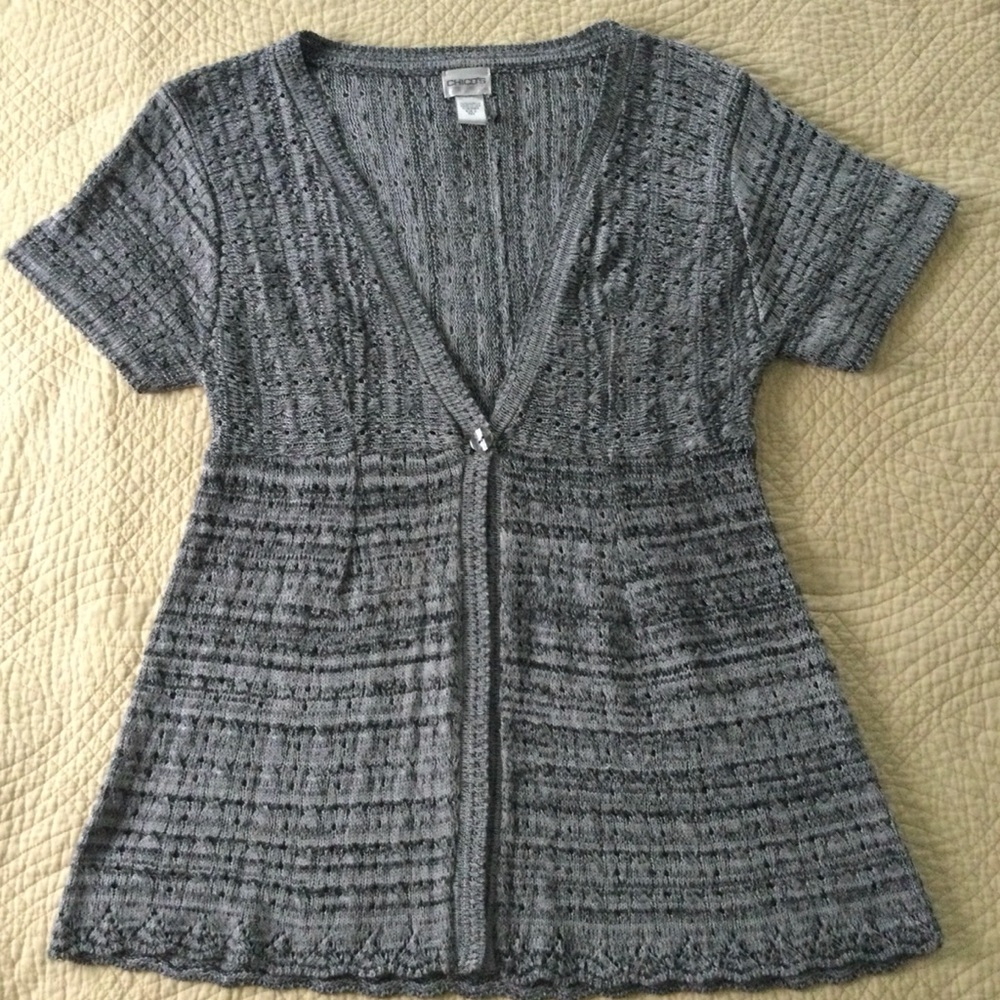 Chico’s Gray Short Sleeve Women's Sweater
